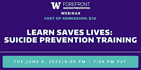 Primaire afbeelding van Forefront Suicide Prevention LEARN®  Training Webinar