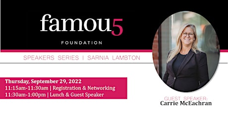 Image principale de Famous 5 Speaker Series Sarnia Lambton - September 29, 2022 Event