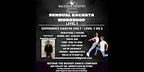 Sensual Bachata Workshop LEVEL 3 ($20 FOR 2 HOURS)