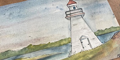 Painting a Lighthouse using Derwent Graphitint Paint Pan Set
