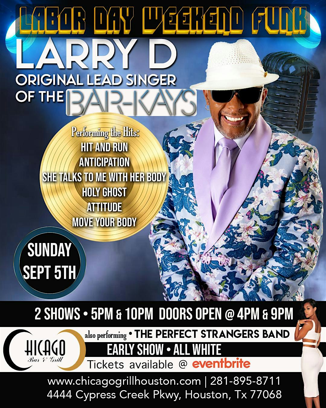 Larry "D" Original Lead Singer of The Bar-Kays Review- LATE  SHOW 10 PM.