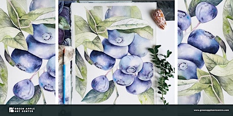 Kitsilano Paint Night| Blueberries in watercolour | August 27 | 7:00-9:30pm