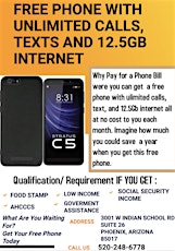 Free phone with unlimited calls, text and 12gb internet  and low cost table