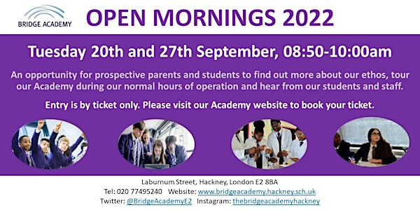 Bridge Academy Open Mornings: 20th and 27th September 2022