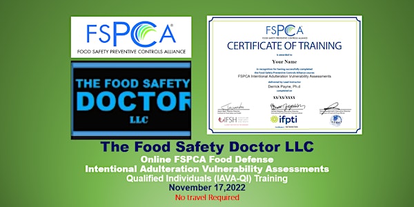Online FSPCA  Intentional Adulteration Qualified Individuals (IAVA-QI)