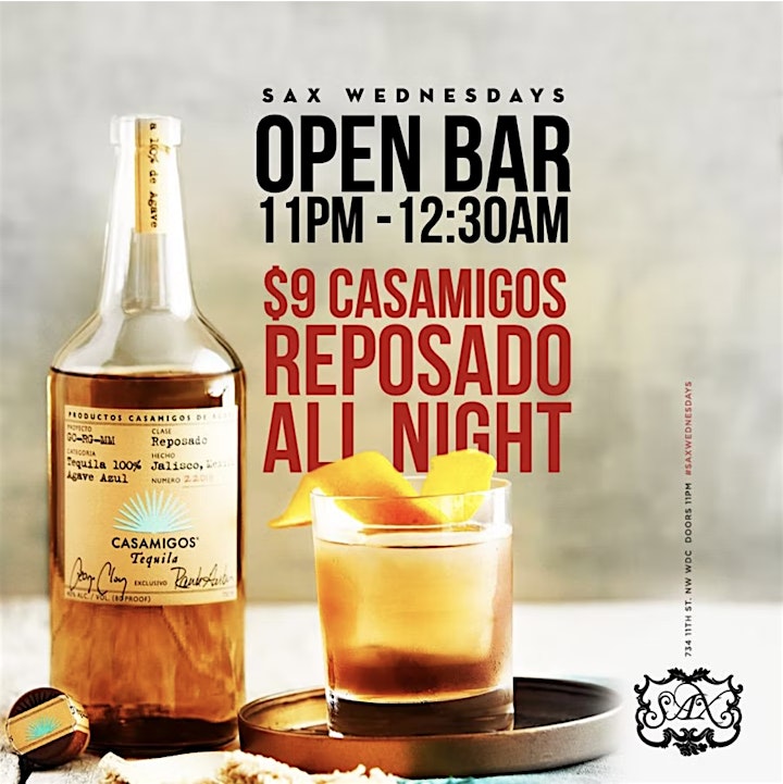 Sax Wednesdays (Open bar til 12:30am + $9 Casamigos All Night) image