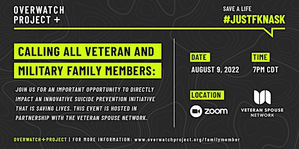 Overwatch Project Veteran and Military Family Member Learning Session