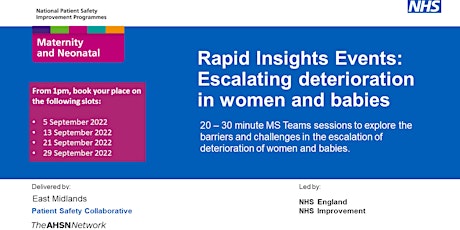 Rapid Insights events: Escalating deterioration in women and babies