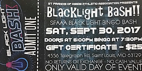 SFA Black Light Bash BINGO primary image