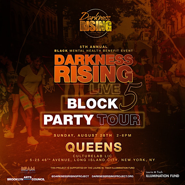 Queens Darkness RISING: Live Block Party & Black Mental Health Benefit! image