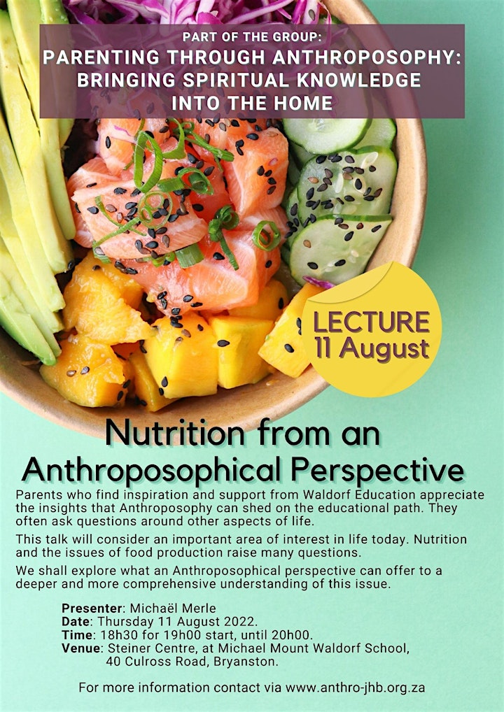 Nutrition from an Anthroposophical Perspective – LECTURE 11 August 2022 image