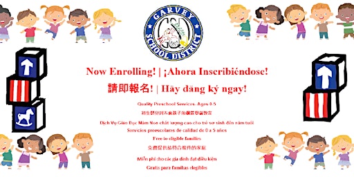 Now Enrolling for Early Head Start/Head Start/State Preschool !