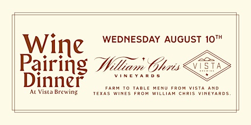 Wine Pairing Dinner: William Chris Vineyards