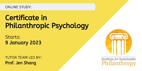 Certificate in Philanthropic Psychology -  9 January 2023