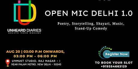 Poetry and Storytelling Open Mic Delhi Event - Unheard Diaries