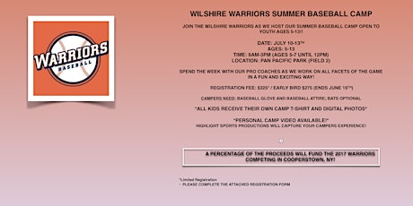 WILSHIRE WARRIORS SUMMER BASEBALL CAMP primary image