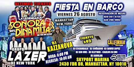 Fiesta En Barco En Manhattan Ny + Sonora Dinamita + Dj Kazzanoba + Radio Dj