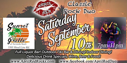 April Red is Back to Rock Sunset Grille of Hernando Beach!