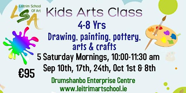 Kids Art Class 4-8 yrs, Saturday, 10-11:30am. Sep 10,17, 24, & Oct 1, & 8th