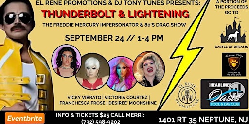 Thunderbolt and lightning Freddie Mercury impersonator and 80's Drag Show