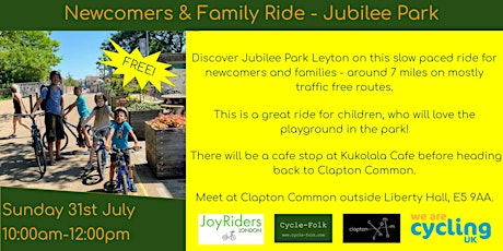 Newcomers & Family Bike Ride | Jubilee Park Leyton primary image