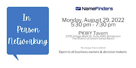 NameFinders Las Vegas August In-Person Business Networking Event 2022