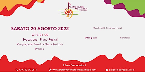 Praiano Chambre and Jazz Music -"Evocations" Piano Recital con Oderigi Lusi