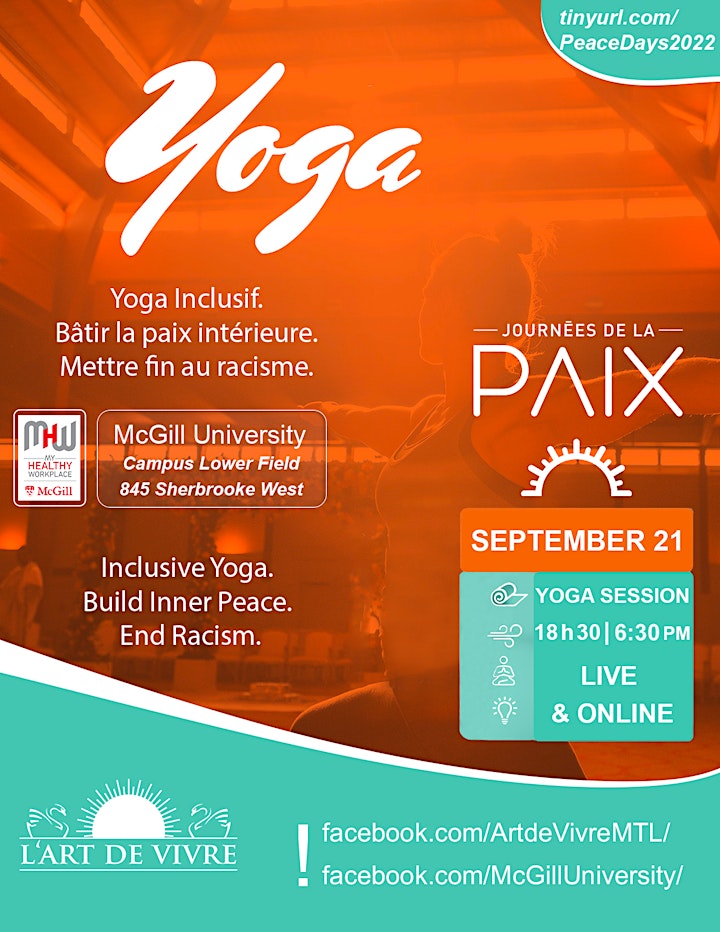 Inclusive Yoga Inclusif.  Journées de la Paix de Montréal Peace days 2022 image