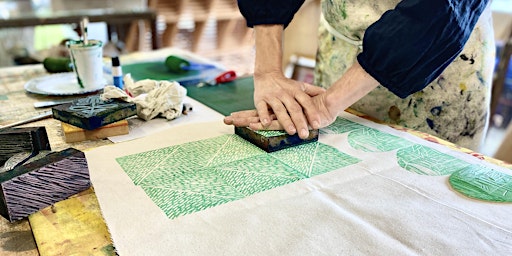 Block Printing a linen tea towel - 1 Day Workshop -