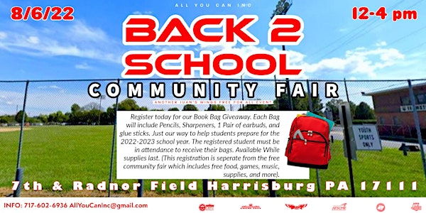 Back 2 School Community Fair featuring the Book Bag giveaway