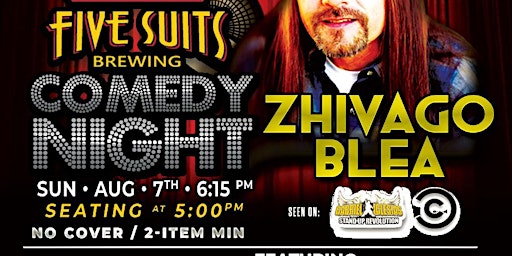 Comedy Night at Five Suits Brewing Vista, Sunday  August 7th,  6:15pm