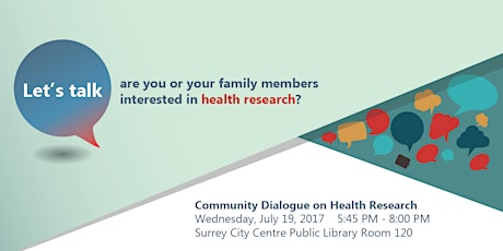 A Community Dialogue on Health Research (Surrey) primary image