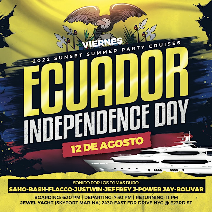 Ecuadorian Independence Day Yacht Party Cruise : Sunset Summer Party Cruise image
