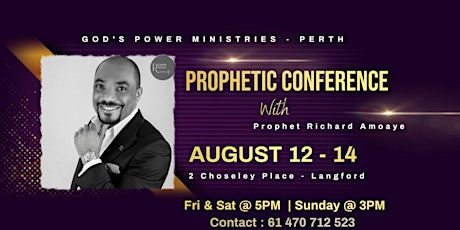 Prophetic Conference : AUG 12 -14 in Perth