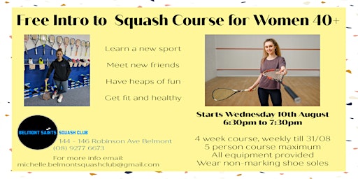 FREE Intro to Squash Course for Women 40+