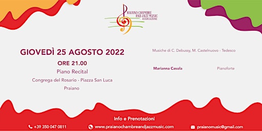 Praiano Chambre and Jazz Music - Piano Recital con Marianna Casola