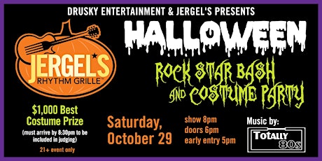 Halloween Rock Star Bash & Costume Party featuring Totally 80s