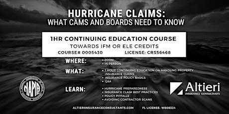 Continuing Education Course for CAMs - 1 HR towards Insurance or Electives