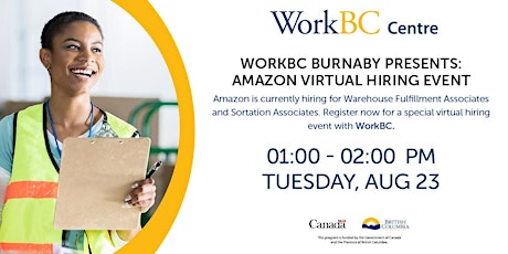 Amazon virtual hiring event. Presented by WorkBC Burnaby.