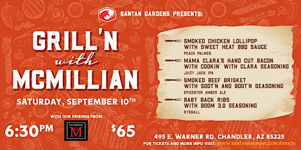 Grill'n McMillian BBQ  Pairing at SanTan Gardens