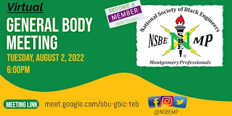 NSBE-Montgomery: August General Body Meeting