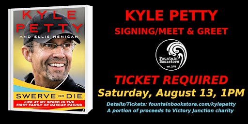 Kyle Petty Signs Swerve or Die at Fountain Bookstore