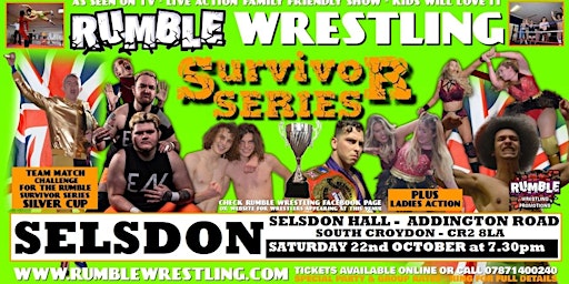 Rumble Wrestling  returns to Selsdon- KIDS FOR A FIVER - Limited Offer