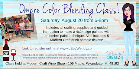 Ombre Color Blending Class August 20, 2022 from 6-8