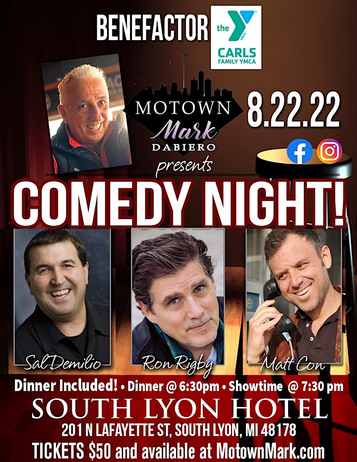 A Night of Comedy with dinner included at the South Lyon Hotel! image