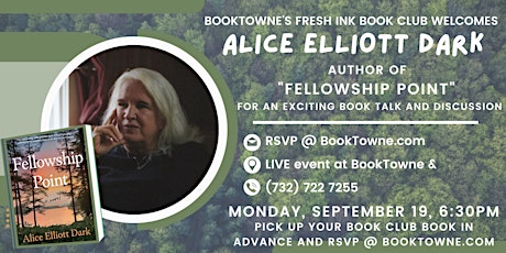 BookTowne's Fresh Ink Book Club Welcomes Author Alice Elliott Dark