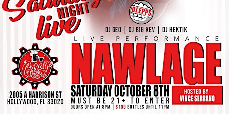 dancehall artist NAWLAGE live Sat Oct 8t Garage Bar in Hollywood Florida