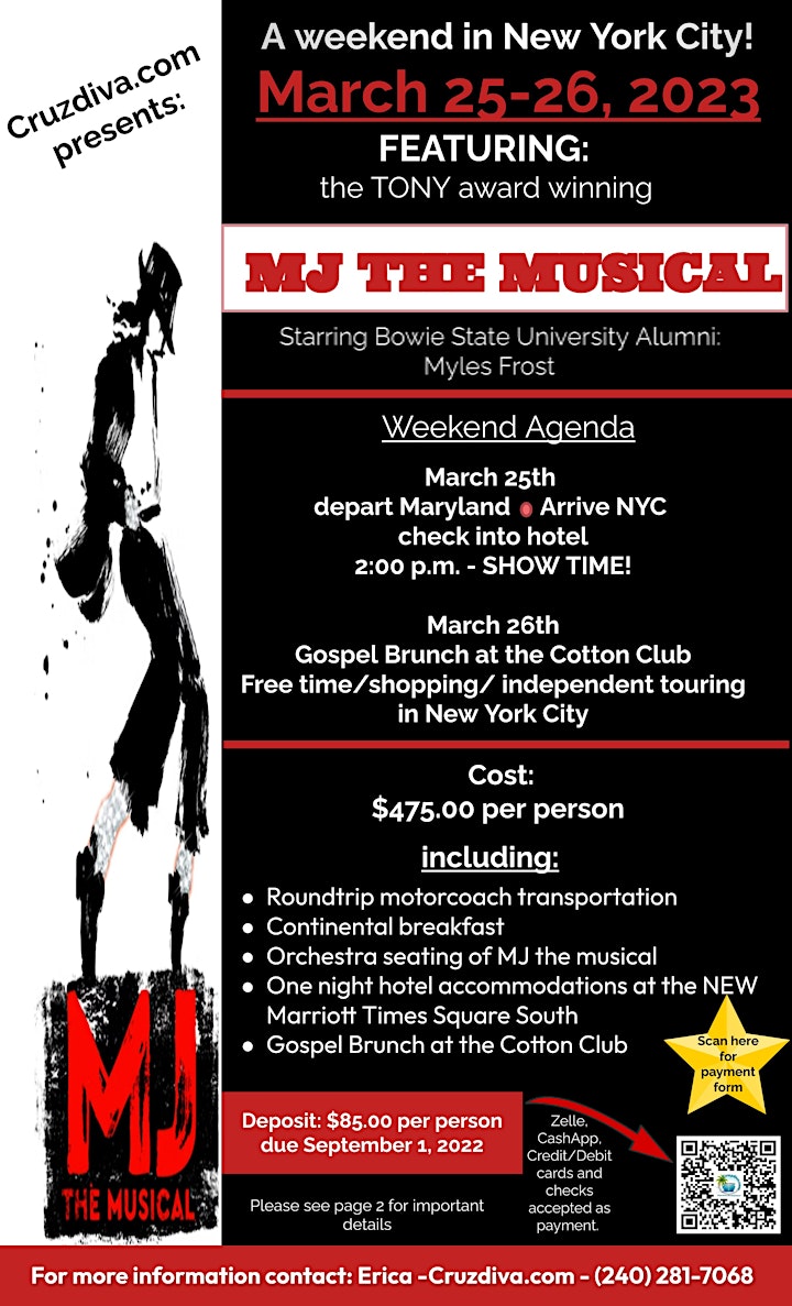 Join Cruzdiva.com for a weekend in New York city featuring MJ the Musical! image