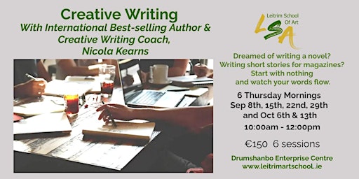 Creative Writing Workshop, 6Thurs Morn10am-12pm Sep 8,15, 22, 29. Oct 6 &13