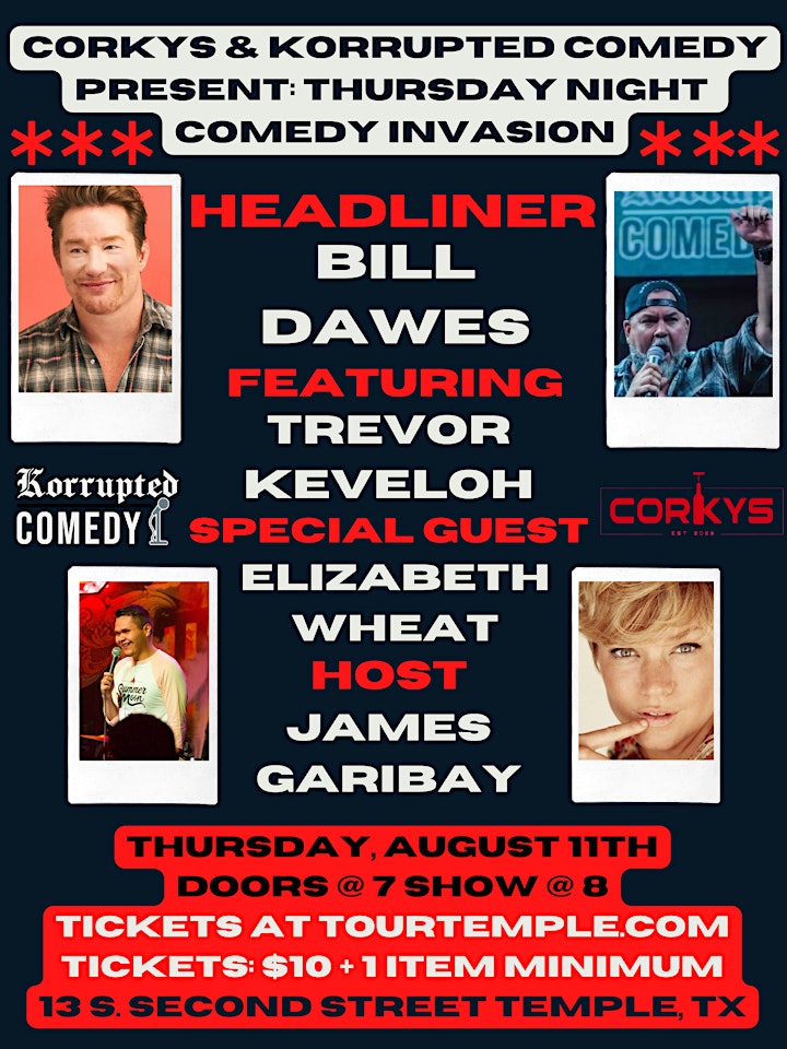 Corkys & Korrupted Comedy Present: Thursday Night  Comedy Invasion image